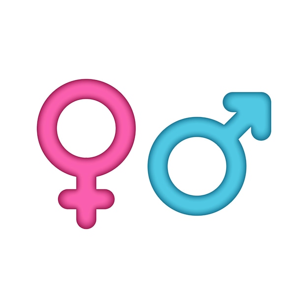 3D гендерная икона на белом фоне Связанные мужские и женские знаки Женщина и мужчина Может использоваться для многих целей Модный и современный вектор в 3D стиле