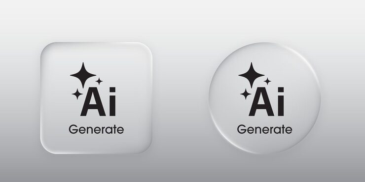 Vector 3d generative ai button liquid glass button with generate symbol user interface element for ui ux design modern web design transparent frames and buttons vector illustration