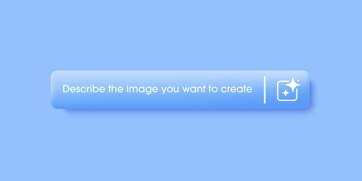 Vector 3d generative bar with generated icon as part of ui ux design and website or apps enter command text to generate ideas artificial intelligence technology concept vector illustration