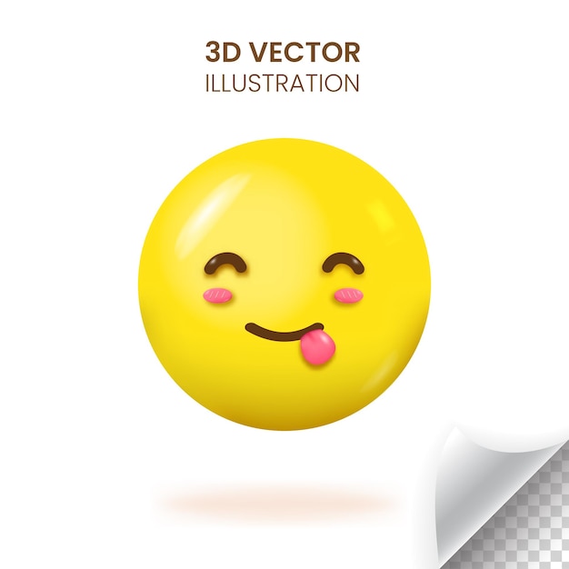 3D genieten van voedsel gezicht emoji vectorillustratie