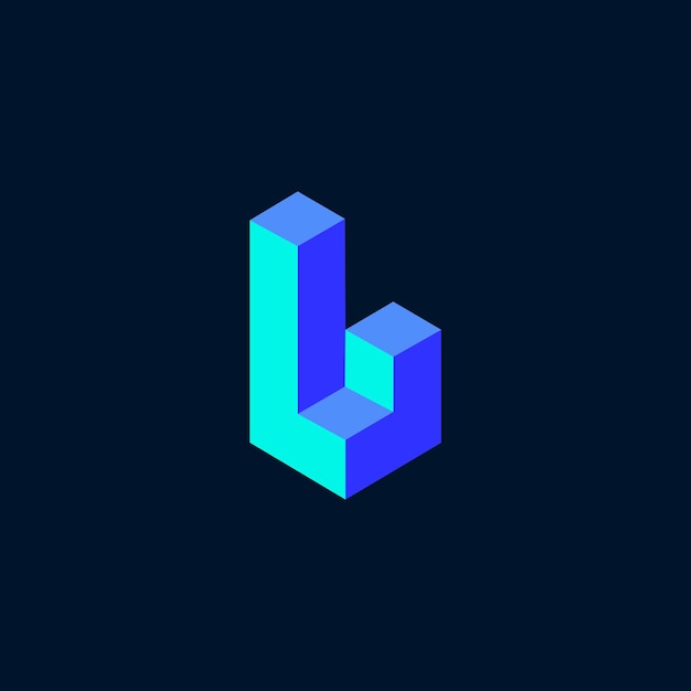 3d Geometric L logo design