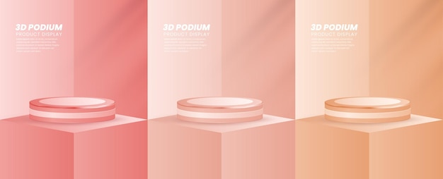 Vector 3d geometric pink podium for product placement and editable color free vector