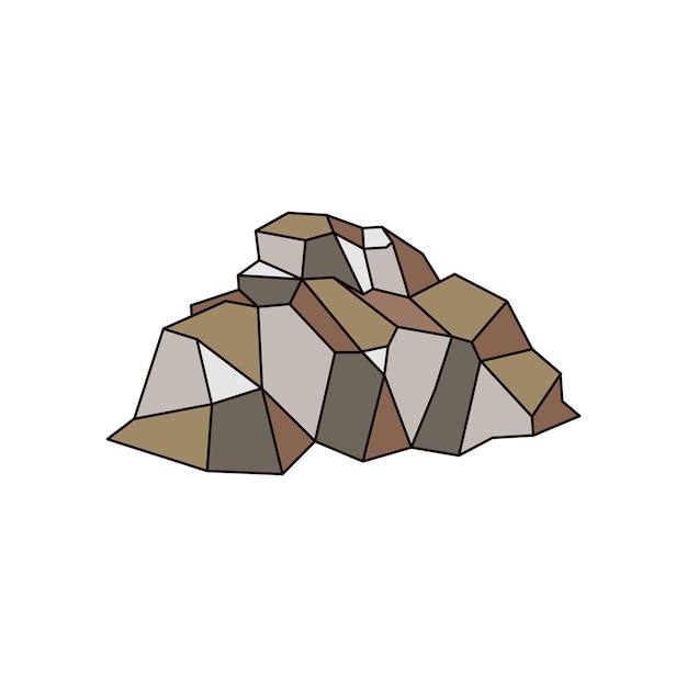 3d geometric stone rock icon illustration