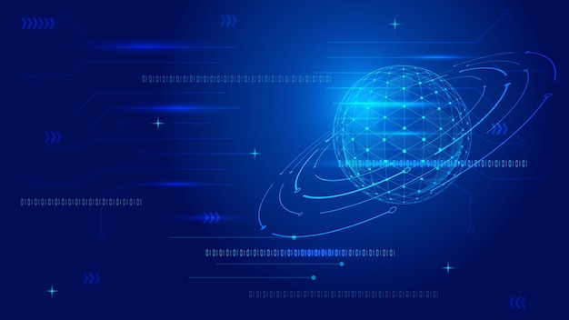 3D-gerenderde digitale Earth-stiplijn gekoppelde internet vectorachtergrond