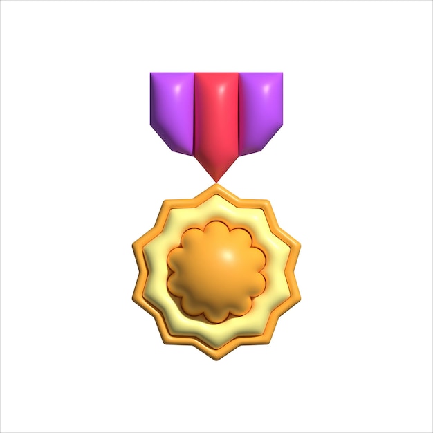 Vector 3d-gerenderde glanzende medaille beloningsbadge