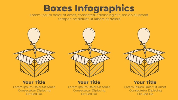 3d gift box with balloon infographic template