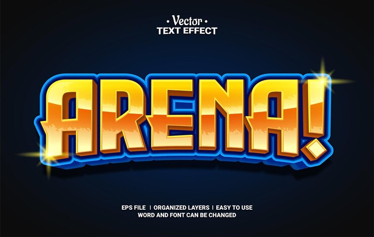 3d glanzend arena bewerkbaar vectorteksteffect