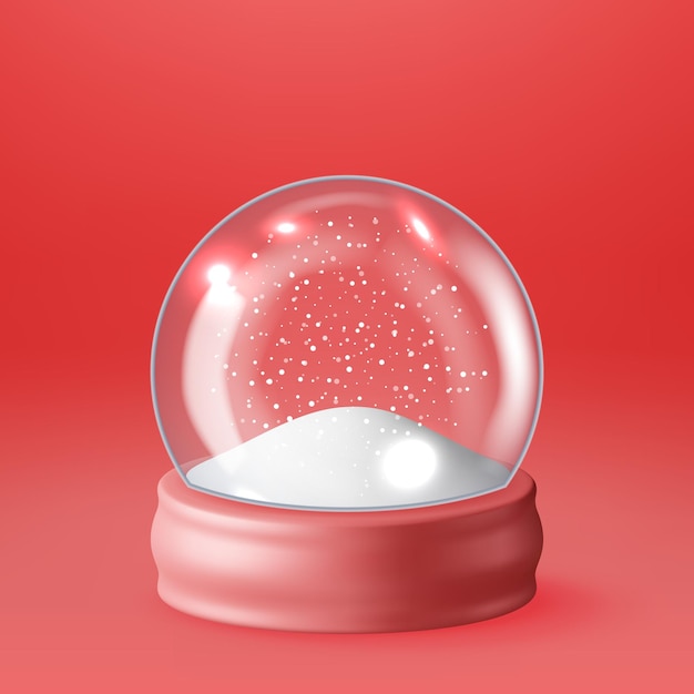 3D Glass Christmas Snow Globe Isolated Render Empty Snow Spere Podium Vrolijk Nieuwjaar Decoratie Vrolijk Kerstfeest Nieuwjaar Xmas Celebratie Realistische Vector Illustratie