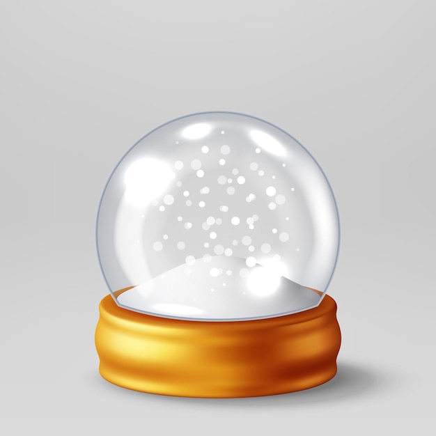 3D Glass Christmas Snow Globe Isolated Render Empty Snow Spere Podium Vrolijk Nieuwjaar Decoratie Vrolijk Kerstfeest Nieuwjaar Xmas Celebratie Realistische Vector Illustratie