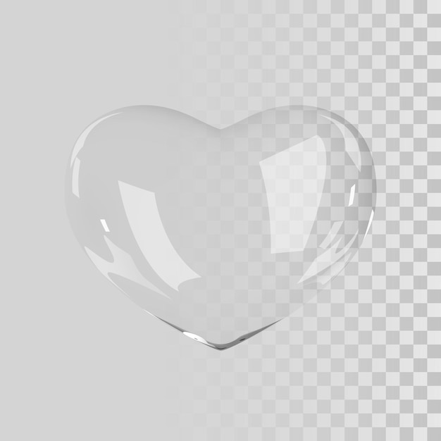 3d glass heart.