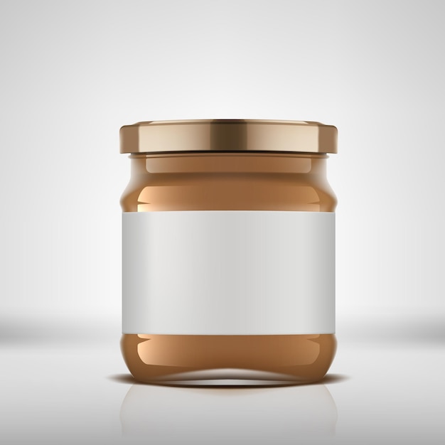 Vector 3d glass jar with peanut butter and blank label