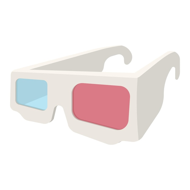 Vettore icona del fumetto di occhiali 3d isolata su priorità bassa bianca