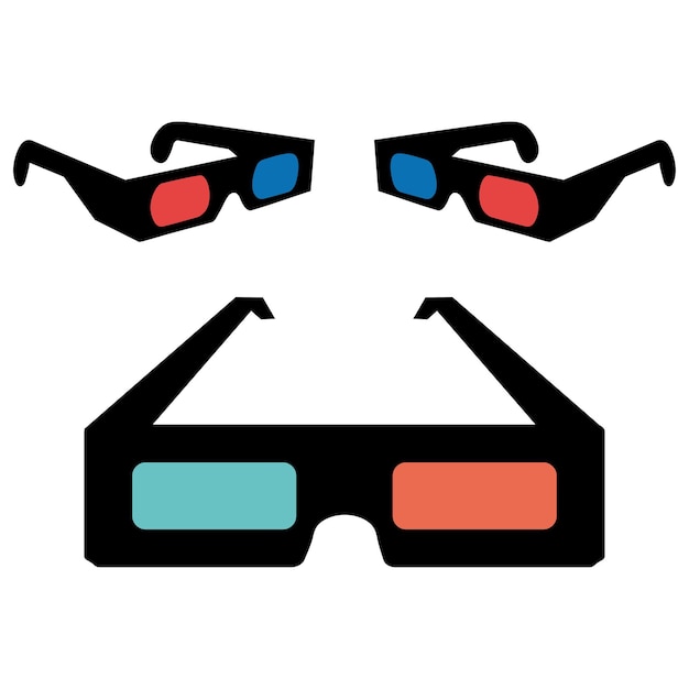 Occhiali 3d linea piatta icona colorata occhiali per guardare film nel cinema in 3d