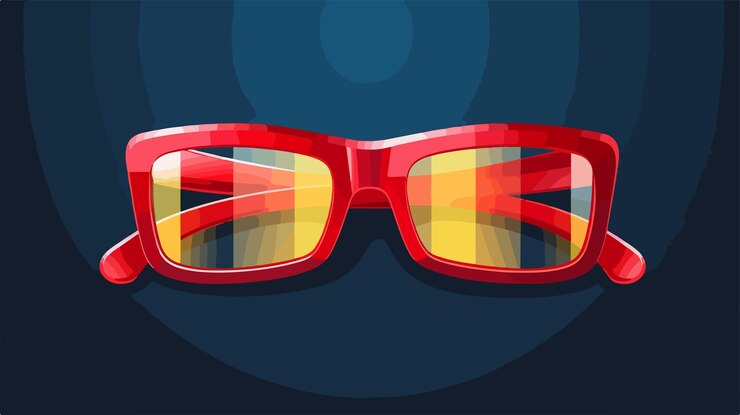 Вектор 3d очки билет фильм развлекательное шоу
