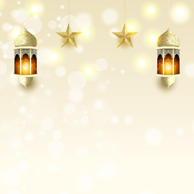 Vector 3d glitter gouden lantaarn ster ramadan kareem ontwerp illustratie