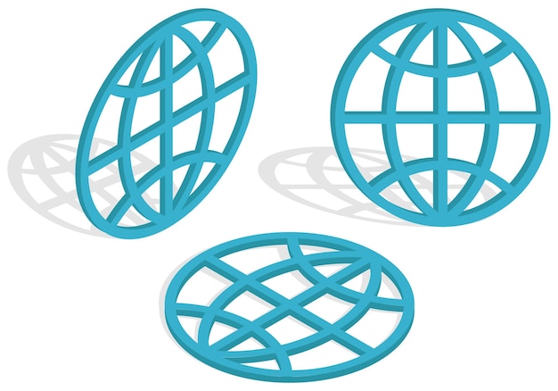 3D globe icon Isometric vector illustrationThe globe symbol in different angles