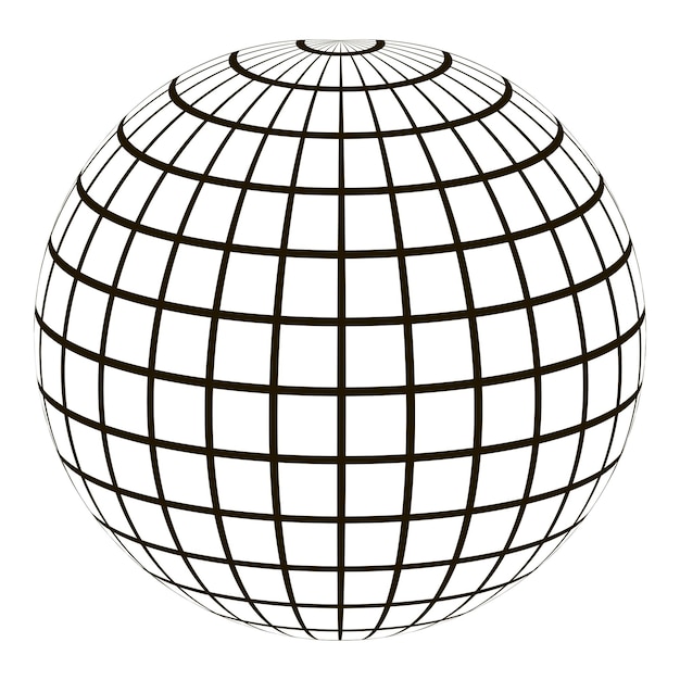 3d globe with a coordinate grid Meridian and parallel