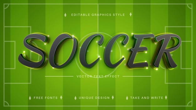 3dグローサッカー編集テキスト効果編集可能なフォントスタイル