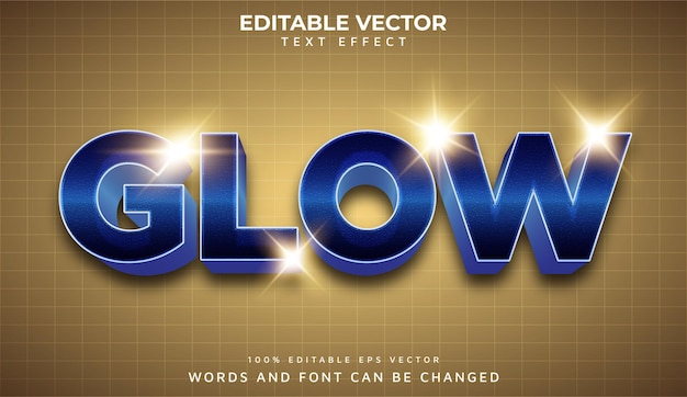 3D Glow Teksteffect Eps Bewerkbare Vector