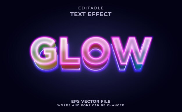 3d glow text effect template with lighting effect