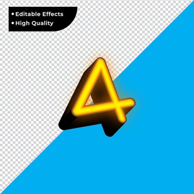 Vector 3d glowing effect on number 4