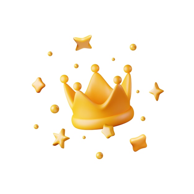 Vector 3d gold crown icon and confetti