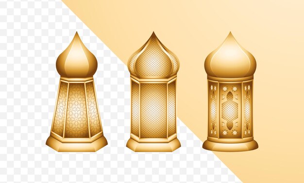 3D Gold Islamic Lantern Icon Design Element