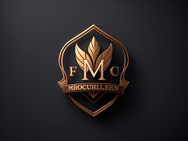 3d gold logo mockup on a grey wall