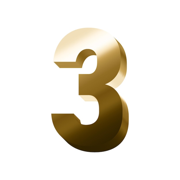 3d gold number 3 vector eps with transparent background