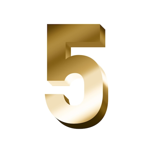 3d gold number 5 vector eps with transparent background