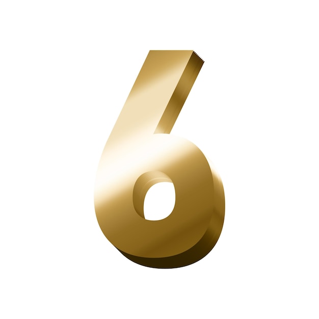 Vector 3d gold number 6 vector eps with transparent background