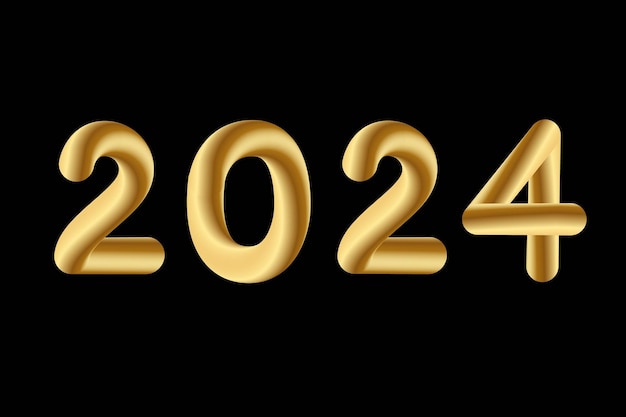 3d золотые цифры 2024 элемент дизайна для праздничного оформления
