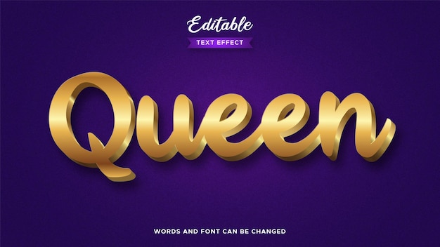 Vector 3d gold queen text effect