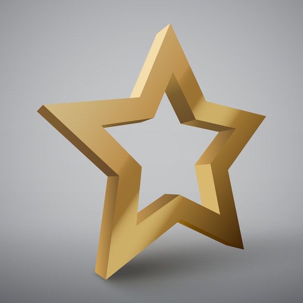 Vector 3d gold star isolated.