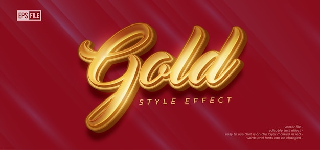 Vector 3d gold style editable text effect