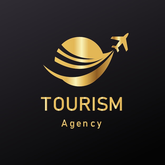 Vector 3d golden color tourism agency logo 3d golden color tourism agency company lo