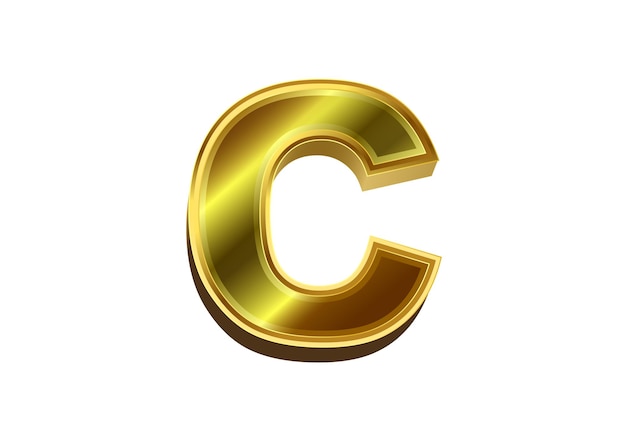 Vector 3d golden letter c luxury gold alphabet on white background