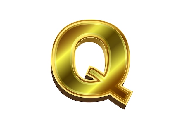 3d golden letter Q Luxury gold alphabet on white background