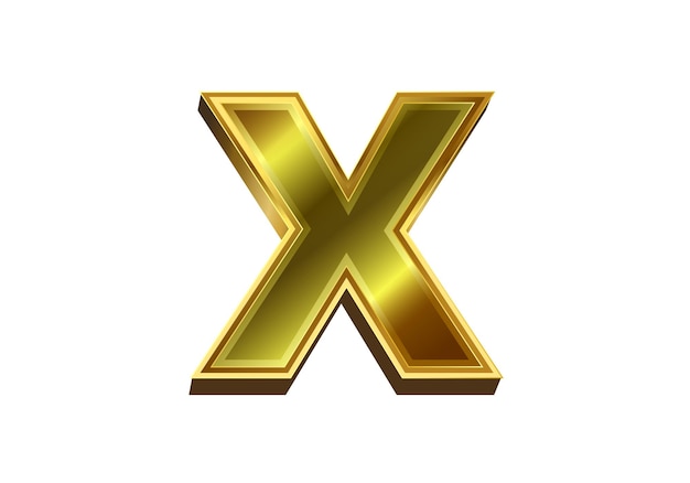 3d golden letter X Luxury gold alphabet on white background