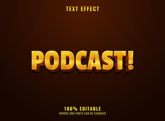 3d golden podcast text effect