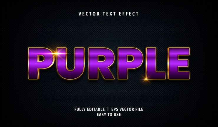 Vector 3d golden purple text effect, editable text style