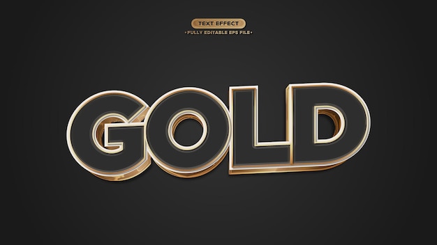 Vettore 3d golden vector text effect con sfondo nero carattere e testo completamente modificabili