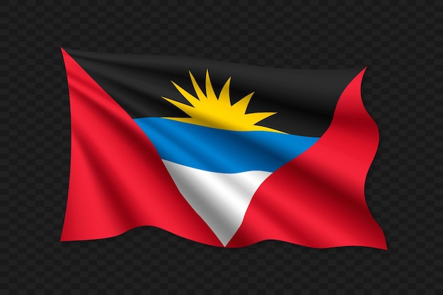 3D golvende vlag van Antigua Vector illustratie