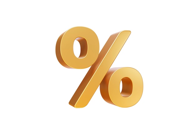 3d goud teken procent korting op geïsoleerde achtergrond Voucher geschenk Vector illustratie