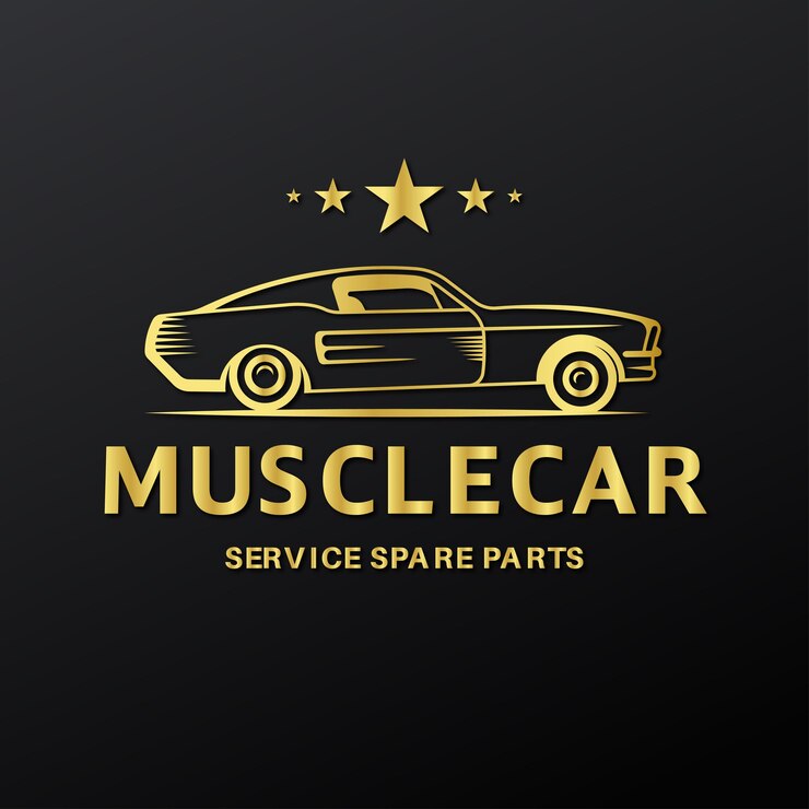 Vector 3d gouden kleur merk auto logo en auto reparatie dienst logo
