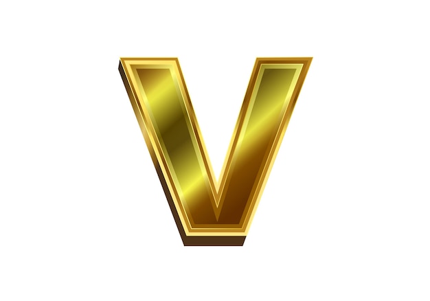 Vector 3d gouden letter v luxe gouden alfabet op witte achtergrond