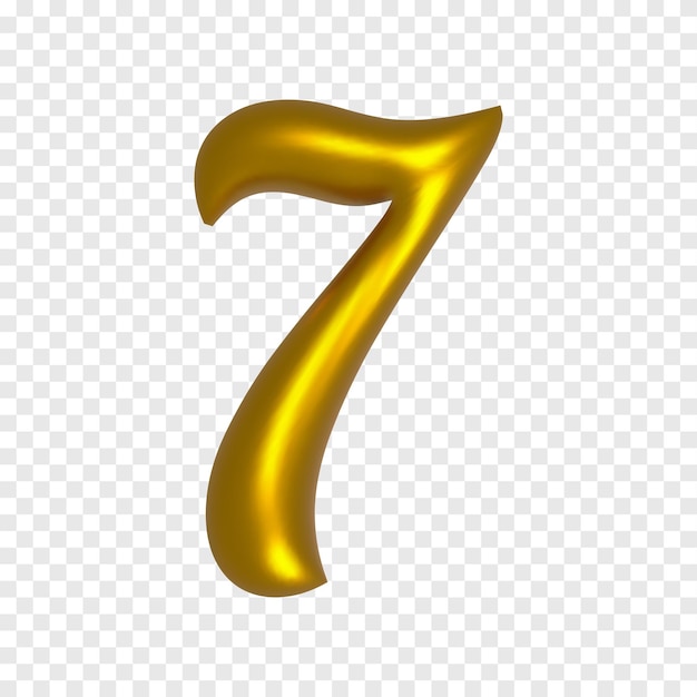 3d gouden zeven cijfers 7 getal glanzend alfabet letter clipart png doorzichtige achtergrond