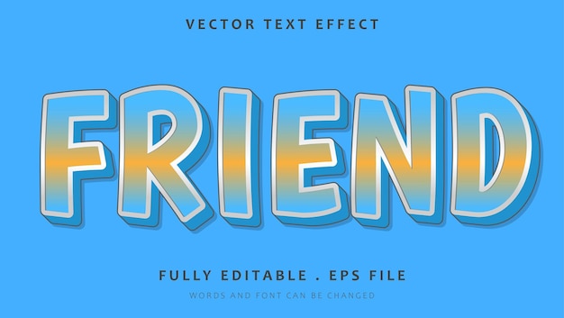 3d gradient blue word friend fully editable text effect design