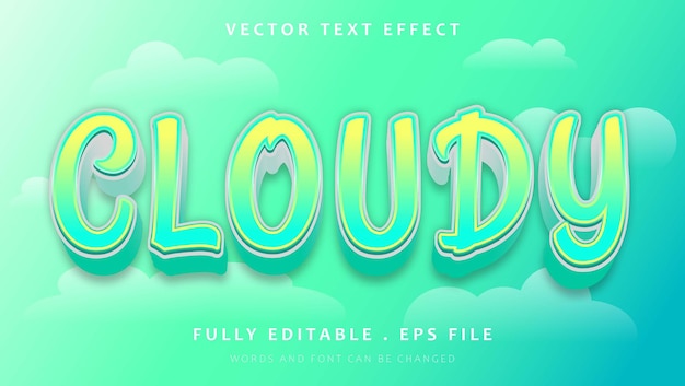 Vector 3d gradient colorful word cloudy editable text effect design template