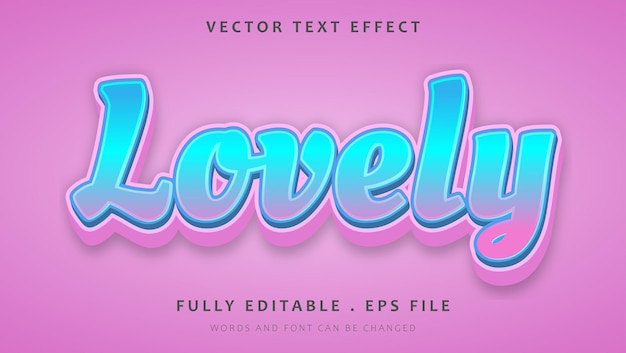 3d Gradient Colorful Word Lovely Editable Text Effect Design Template